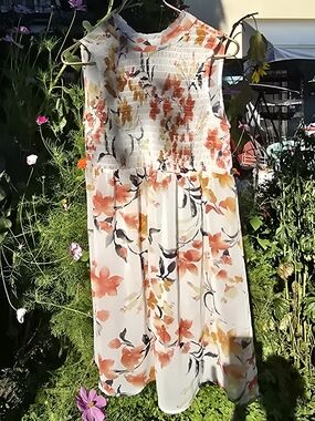 As U Wish White Floral Sleeveless Smocked Midi Dress